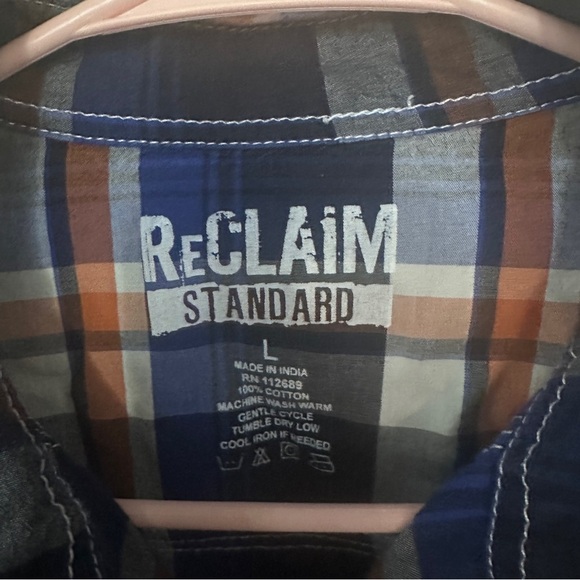 Reclaim Standard Men’s Plaid Flannel Button Down Shirt Large Western Casual - Picture 3 of 4